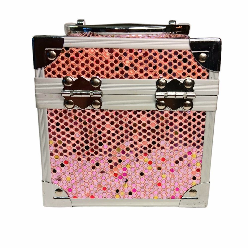 Caboodles Pink Sequin Mini Makeup Case Organizer 2012 Approximately 5" x 5" - Picture 7 of 11